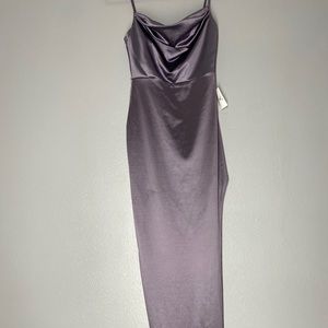 LOLA HIGH SLIT SATIN DRESS - Windsor